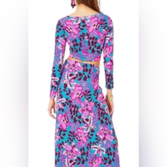 Set of 2, Lilly Pulitzer Nissi Floral Maxi Skirt & Long Sleeve Shirt, EUC - Picture 4 of 13